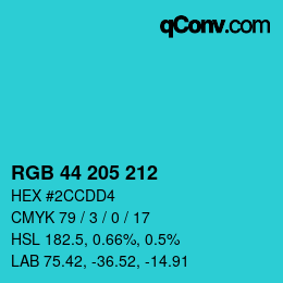 Código de color: RGB 44 205 212 | qconv.com