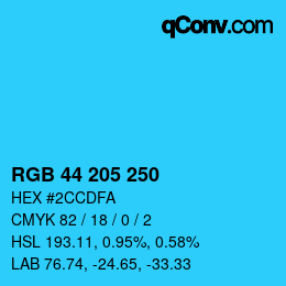 Color code: RGB 44 205 250 | qconv.com
