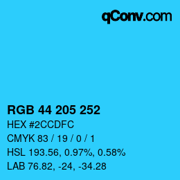 Color code: RGB 44 205 252 | qconv.com