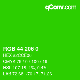 Color code: RGB 44 206 0 | qconv.com