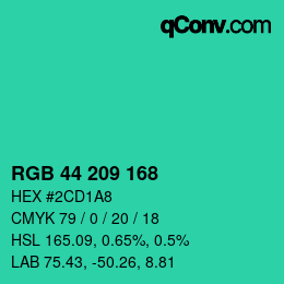 Color code: RGB 44 209 168 | qconv.com