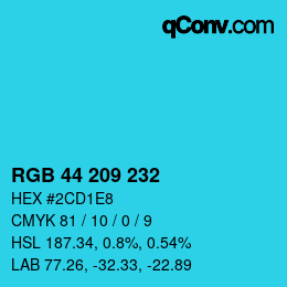 Color code: RGB 44 209 232 | qconv.com