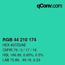 Color code: RGB 44 210 174 | qconv.com