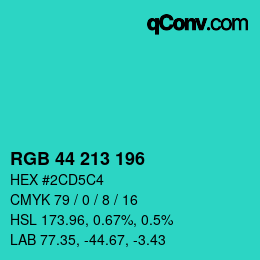 Color code: RGB 44 213 196 | qconv.com