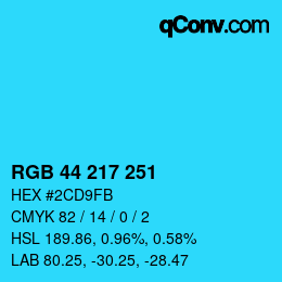 Color code: RGB 44 217 251 | qconv.com