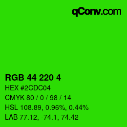 カラーコード: RGB 44 220 4 | qconv.com