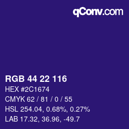 Farbcode: RGB 44 22 116 | qconv.com