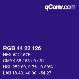Color code: RGB 44 22 126 | qconv.com