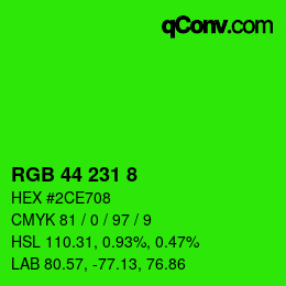 Color code: RGB 44 231 8 | qconv.com