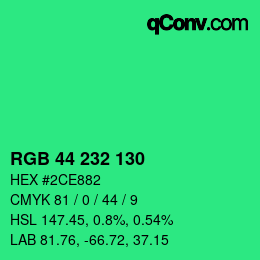 Color code: RGB 44 232 130 | qconv.com