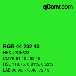 Color code: RGB 44 232 40 | qconv.com