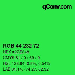 Color code: RGB 44 232 72 | qconv.com