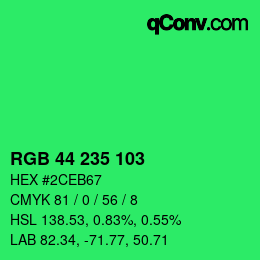 Color code: RGB 44 235 103 | qconv.com