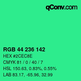 Color code: RGB 44 236 142 | qconv.com