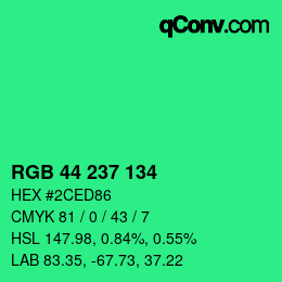 Color code: RGB 44 237 134 | qconv.com