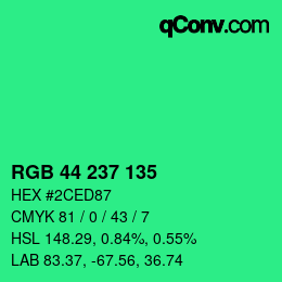 Color code: RGB 44 237 135 | qconv.com