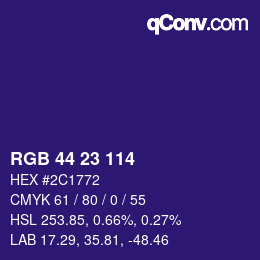 Color code: RGB 44 23 114 | qconv.com