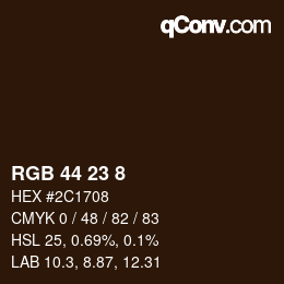 Color code: RGB 44 23 8 | qconv.com