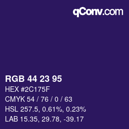 Color code: RGB 44 23 95 | qconv.com