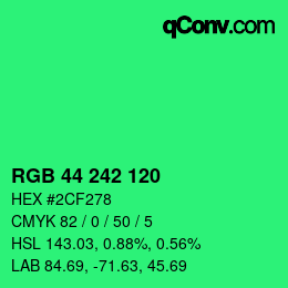 颜色代码: RGB 44 242 120 | qconv.com