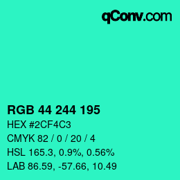 Color code: RGB 44 244 195 | qconv.com