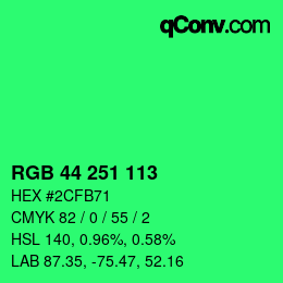 カラーコード: RGB 44 251 113 | qconv.com