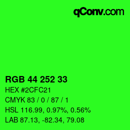 Farbcode: RGB 44 252 33 | qconv.com