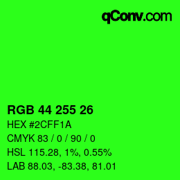 Color code: RGB 44 255 26 | qconv.com