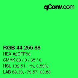 Color code: RGB 44 255 88 | qconv.com