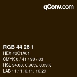Color code: RGB 44 26 1 | qconv.com