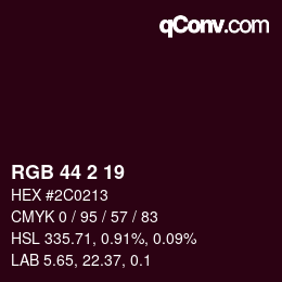颜色代码: RGB 44 2 19 | qconv.com