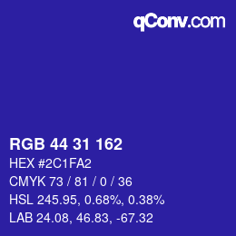 Color code: RGB 44 31 162 | qconv.com