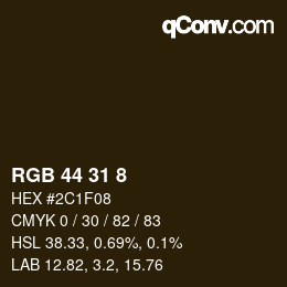 Color code: RGB 44 31 8 | qconv.com
