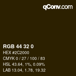 Color code: RGB 44 32 0 | qconv.com