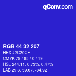 Color code: RGB 44 32 207 | qconv.com