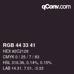 Farbcode: RGB 44 33 41 | qconv.com