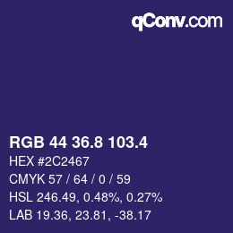 カラーコード: RGB 44 36.8 103.4 | qconv.com