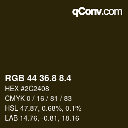 カラーコード: RGB 44 36.8 8.4 | qconv.com