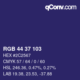 カラーコード: RGB 44 37 103 | qconv.com
