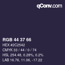 カラーコード: RGB 44 37 66 | qconv.com
