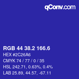 カラーコード: RGB 44 38.2 166.6 | qconv.com