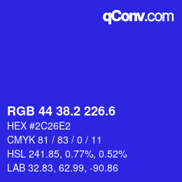 カラーコード: RGB 44 38.2 226.6 | qconv.com