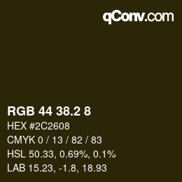 カラーコード: RGB 44 38.2 8 | qconv.com