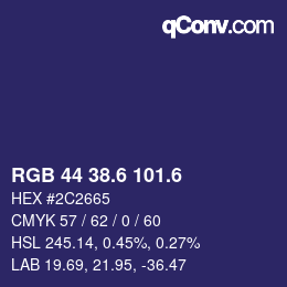 カラーコード: RGB 44 38.6 101.6 | qconv.com