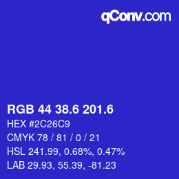 カラーコード: RGB 44 38.6 201.6 | qconv.com