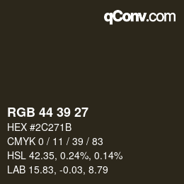 Código de color: RGB 44 39 27 | qconv.com