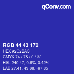 颜色代码: RGB 44 43 172 | qconv.com