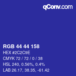 Color code: RGB 44 44 158 | qconv.com