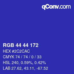 Color code: RGB 44 44 172 | qconv.com