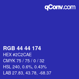 Color code: RGB 44 44 174 | qconv.com